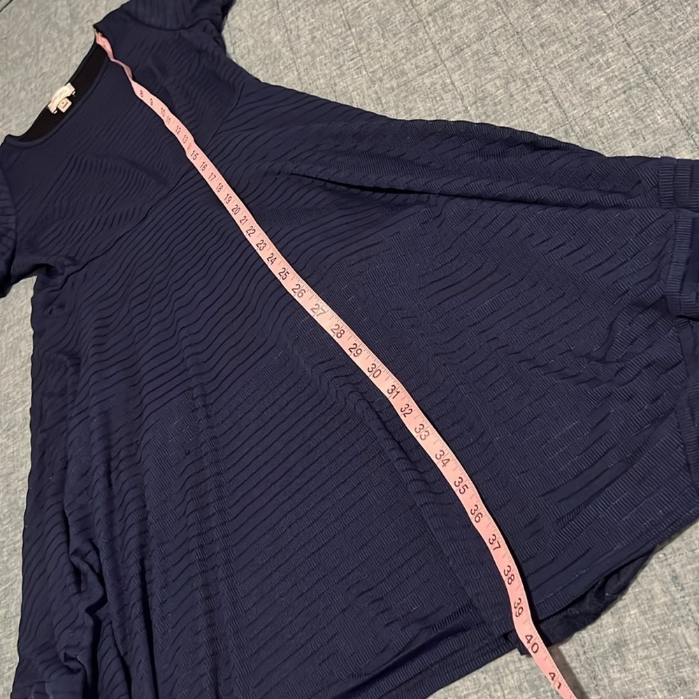 BEIGE by ECI Hankerchief Hem Midi Dress in Navy Blue - Picture 7 of 7